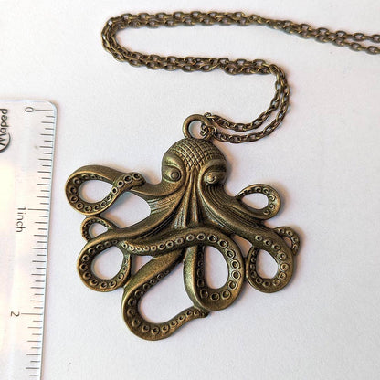 Antique Bronze Large Octopus Necklace