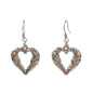 Stainless Steel Textured Chunky Heart Pendant Silver Earrings