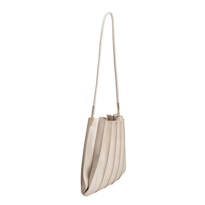 Carrie Bone Pleated Vegan Shoulder Bag