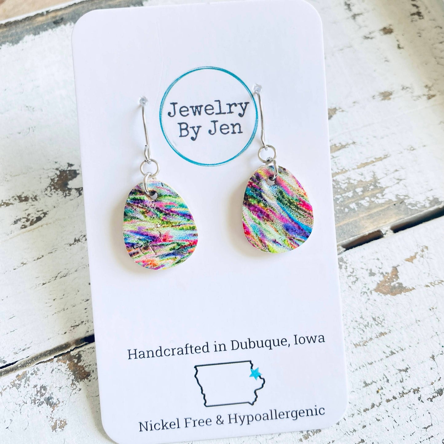 Easter Egg Earrings: Psychedelic Rainbow