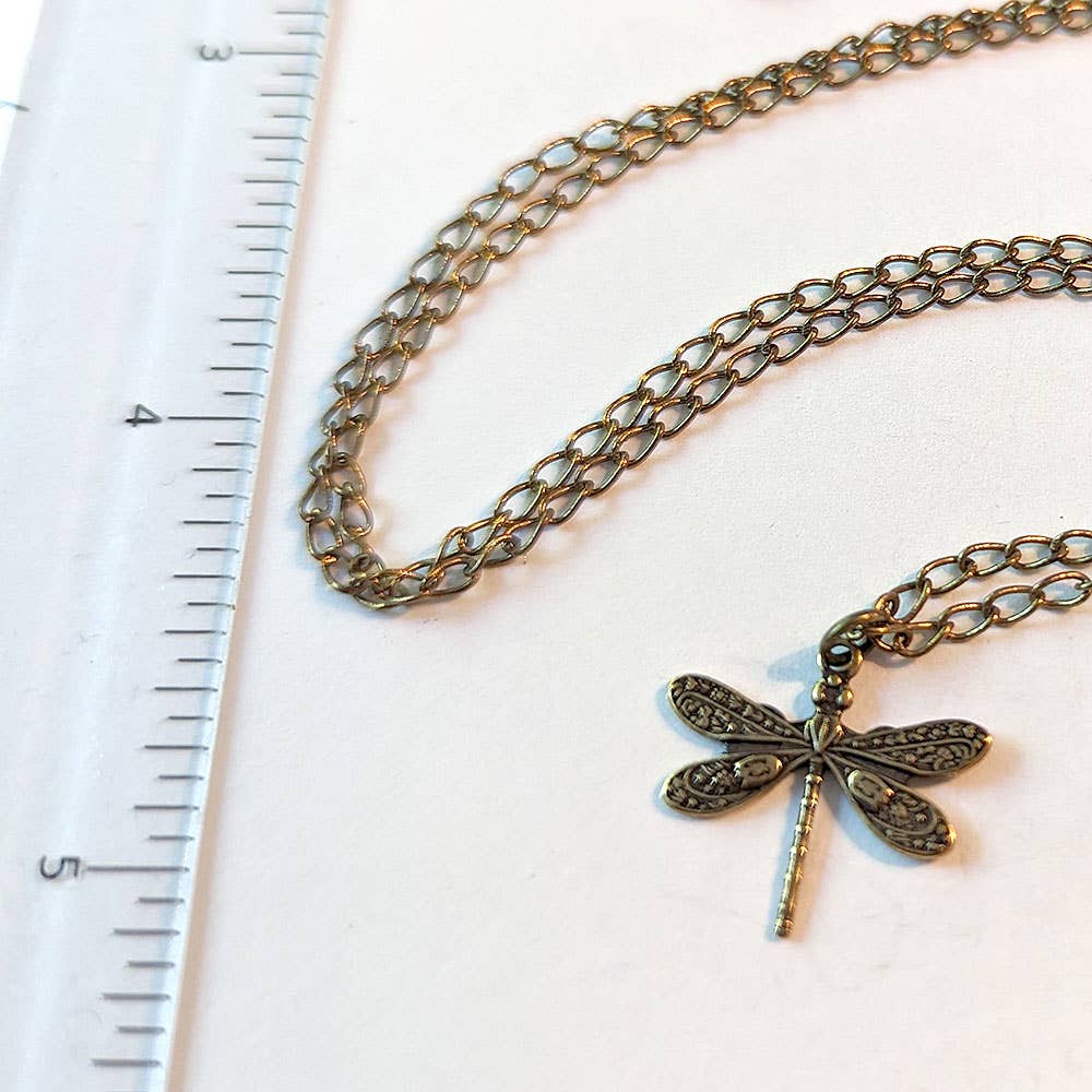 Antique Bronze Small Dragonfly Necklace