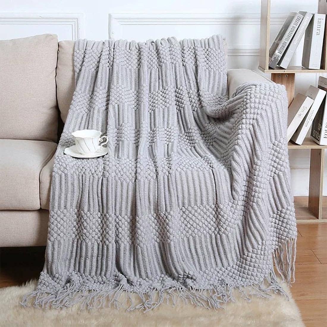 Waffle Stripe 50x60 Inch Throw Blanket