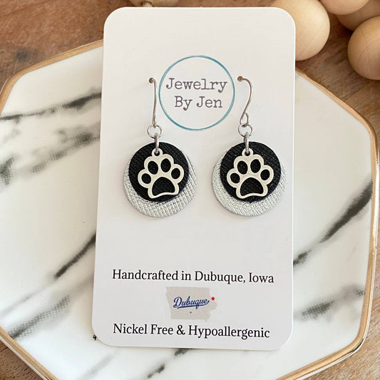 Paw Charm: Black & Silver