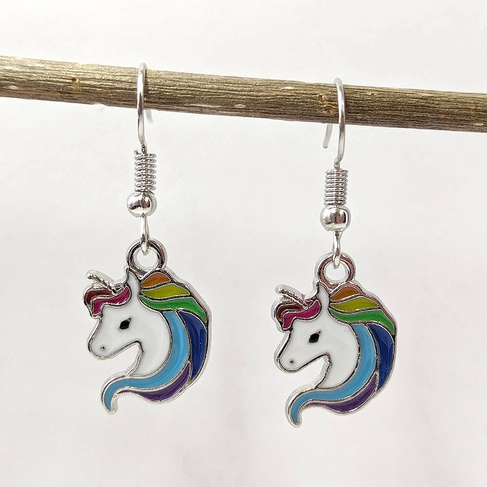 Colorful Random Rainbow Unicorn Enamel Earrings
