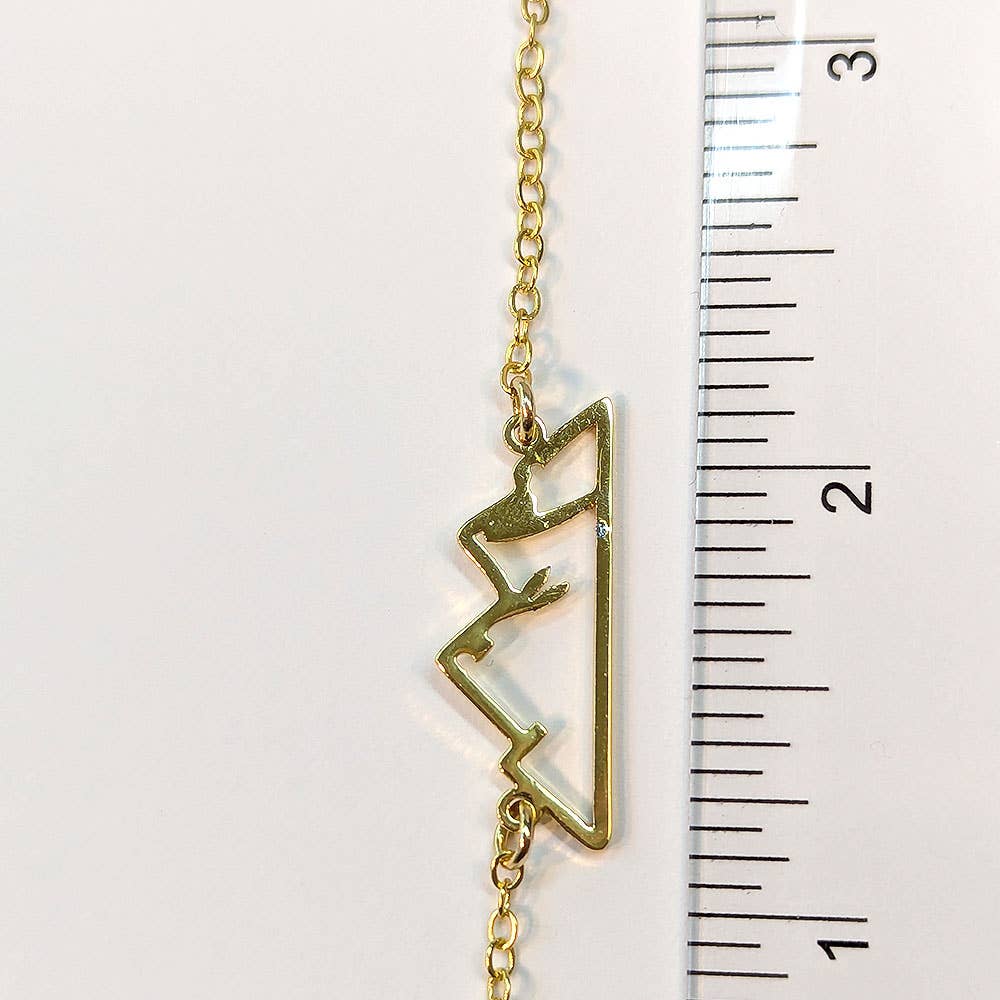 Stainless Steel Mountains Connector Gold Necklace