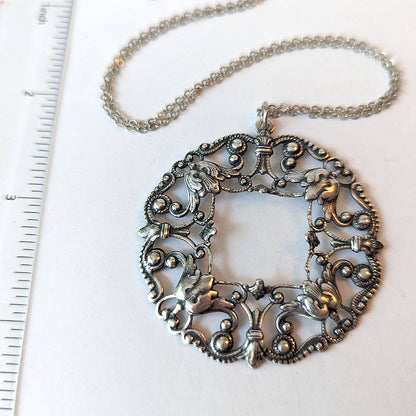 Antique Silver Large Pendant Necklace