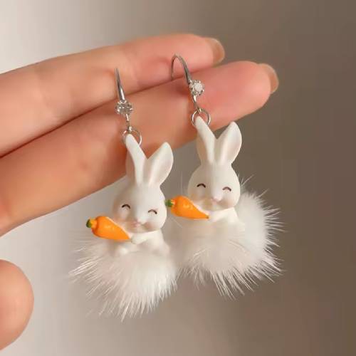 Furry Rabbit Earrings