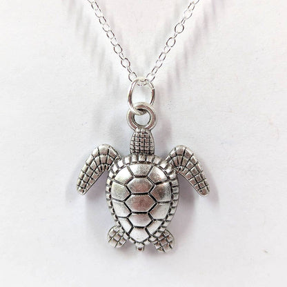 Sea Turtle Pendant Sterling Silver Necklaces 18"