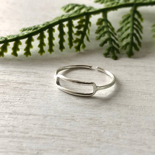 Rippled Rectangle Ring - Silver