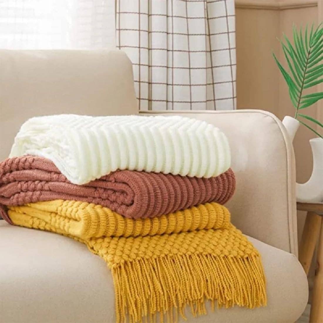 Waffle Stripe 50x60 Inch Throw Blanket