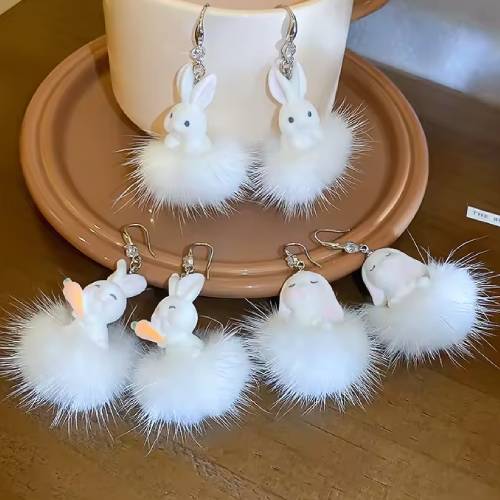 Furry Rabbit Earrings