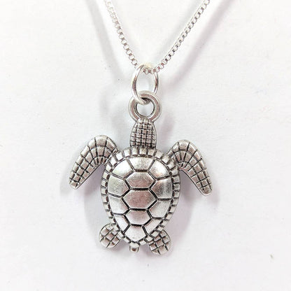 Sea Turtle Pendant Sterling Silver Necklaces 18"