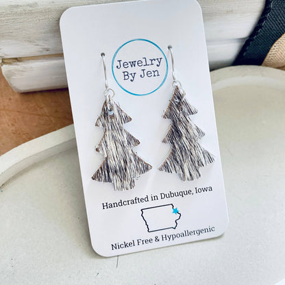 Christmas Tree Earrings: Hair On Cowhide