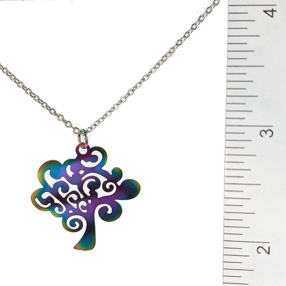 Stainless Steel Modern Lightweight Tree Rainbow Necklace