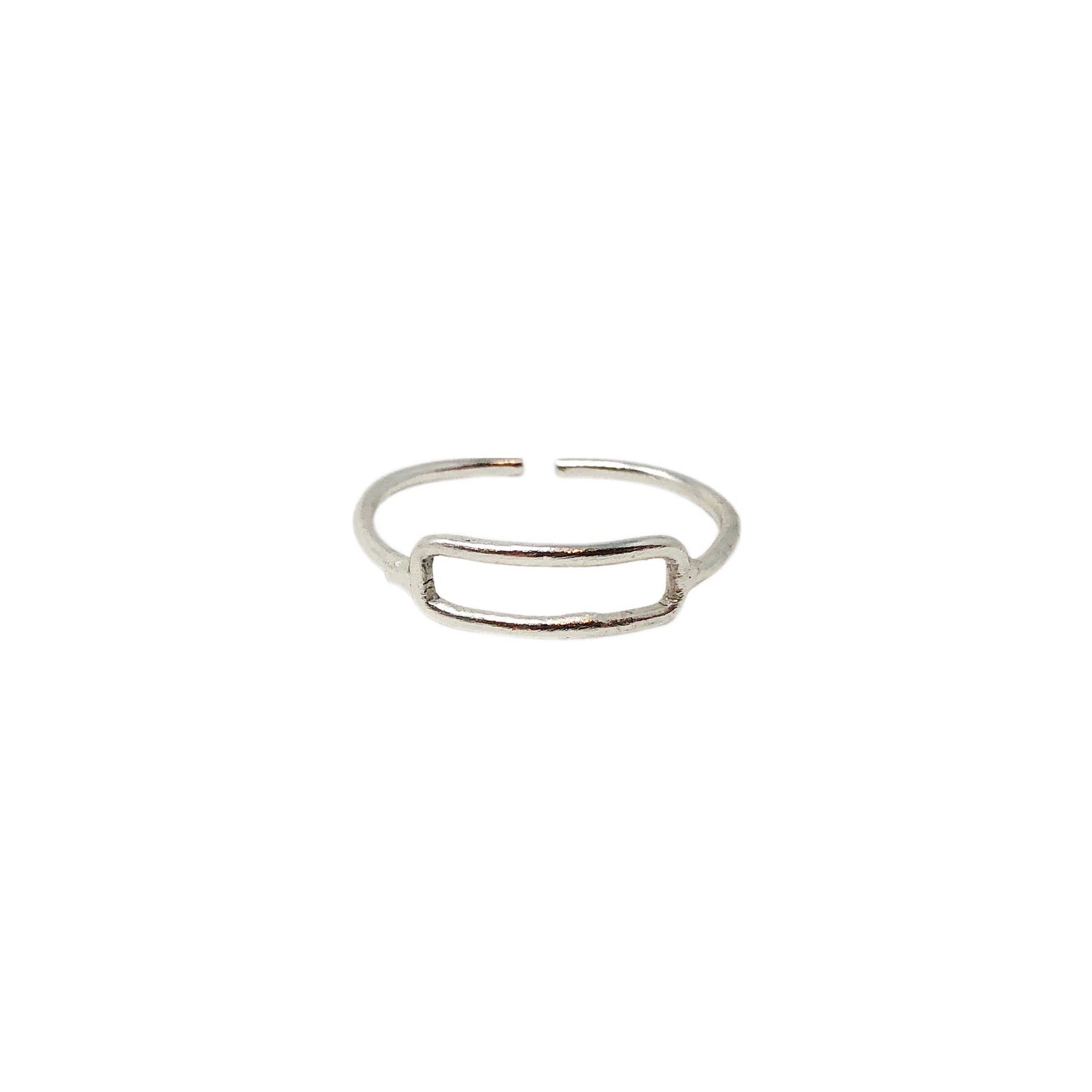 Rippled Rectangle Ring - Silver