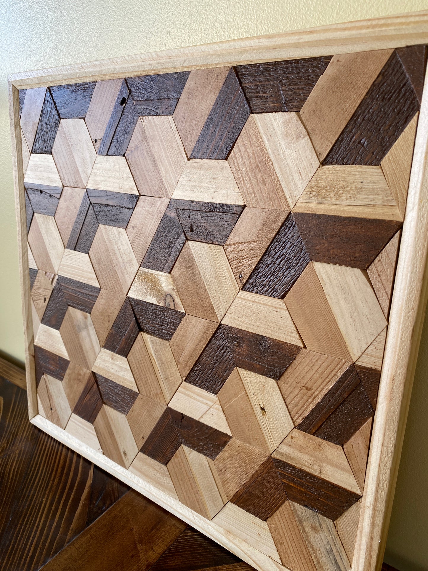 Inlaid Geometric Wooden Art