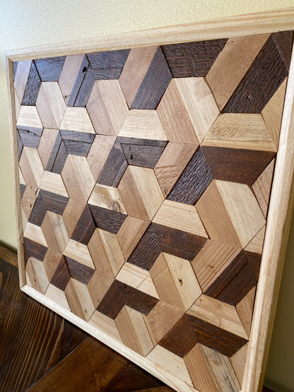 Inlaid Geometric Wooden Art