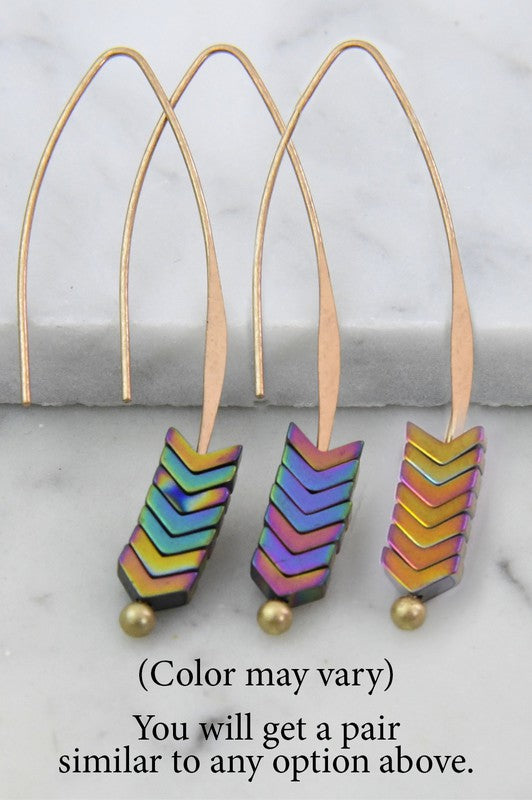 Boho Chevron Stone Earrings