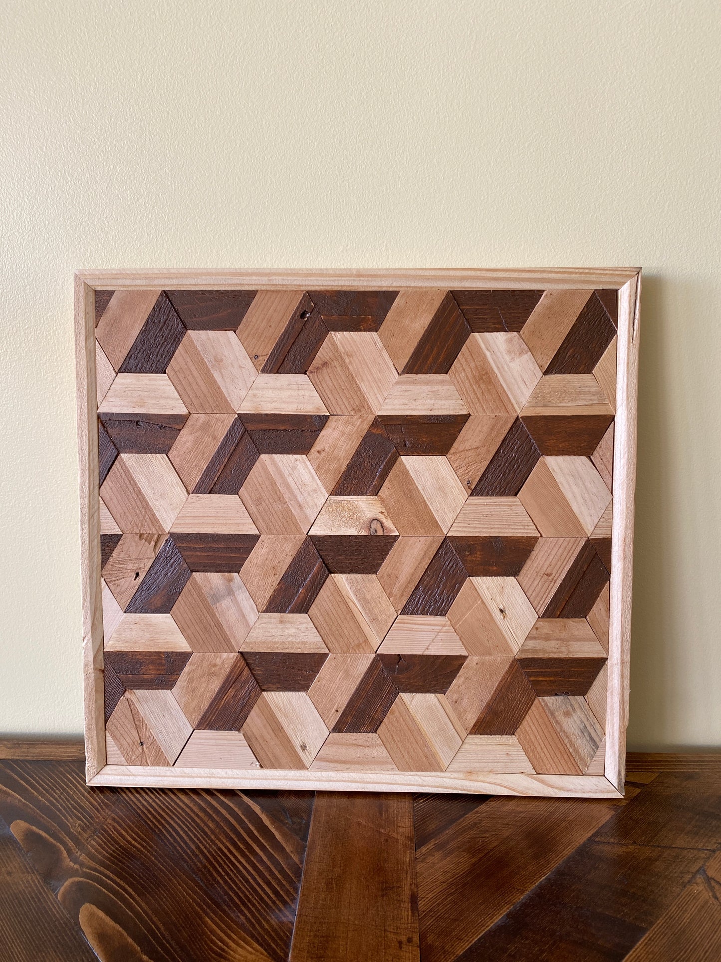 Inlaid Geometric Wooden Art