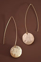 Round Gold Disc Long Metal Wire, Threader Earrings