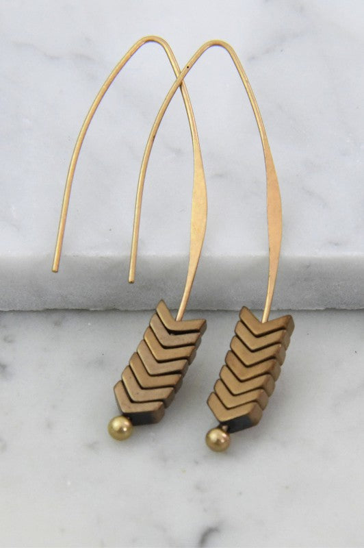 Boho Chevron Stone Earrings