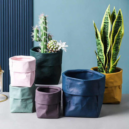 Kraft Paper Bag Ceramic Flower Pot