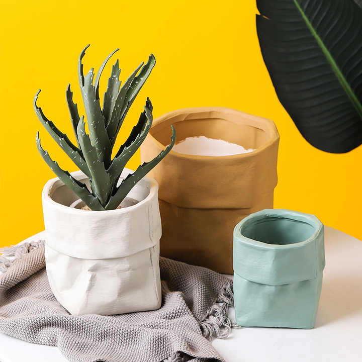 Kraft Paper Bag Ceramic Flower Pot