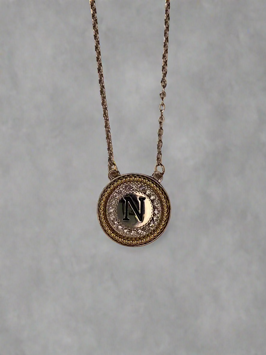 Two Tone Initial Necklace