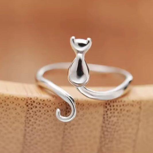 Silver Cat Ring