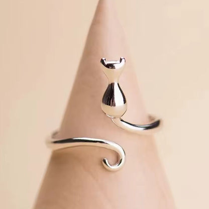 Silver Cat Ring