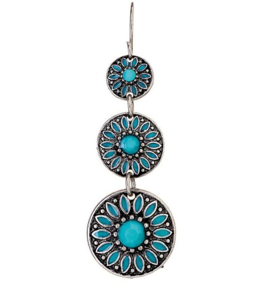 Silver Turquoise Flower Earring