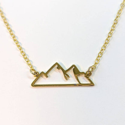 Stainless Steel Mountains Connector Gold Necklace