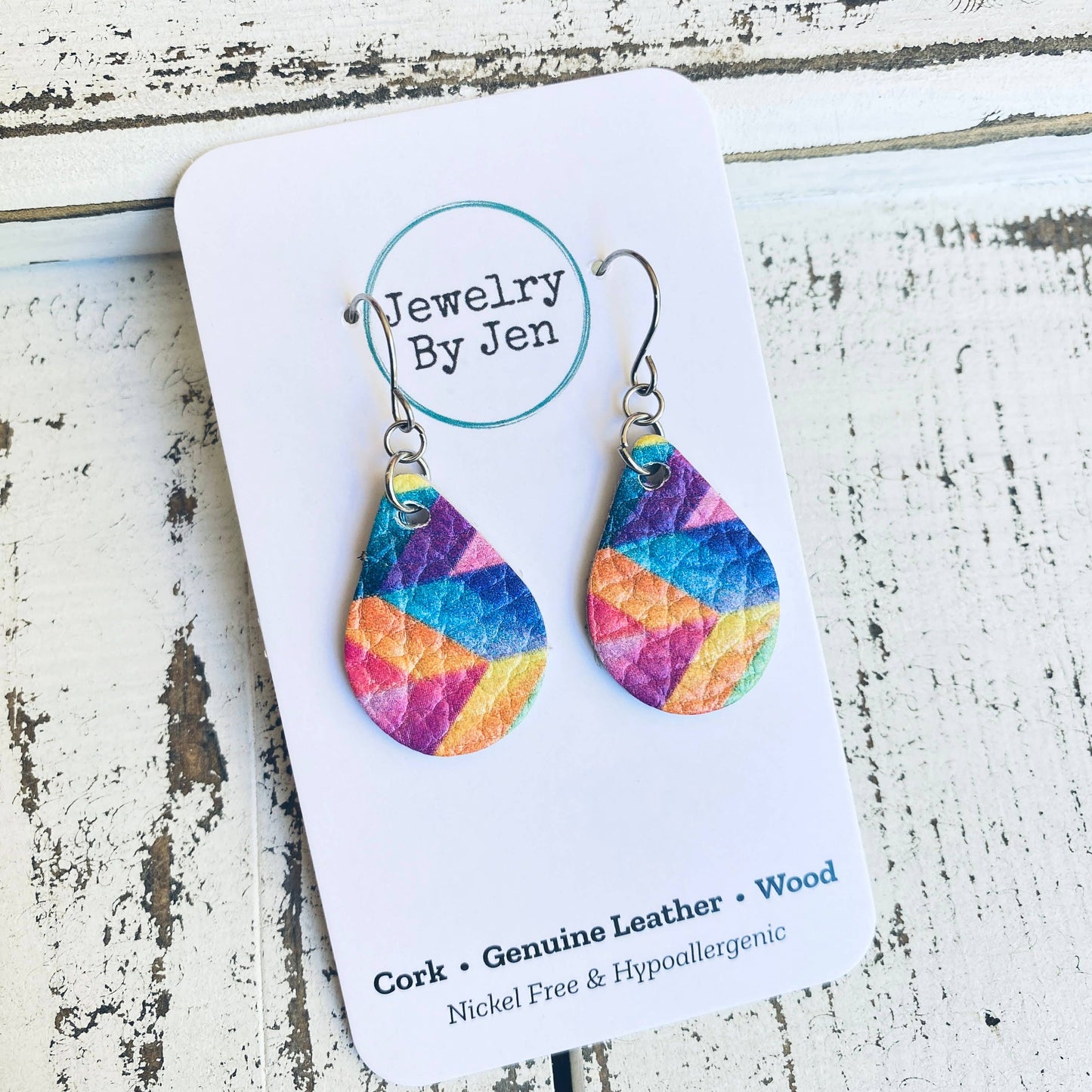 Small Teardrop: Crayon Inspired Rainbow