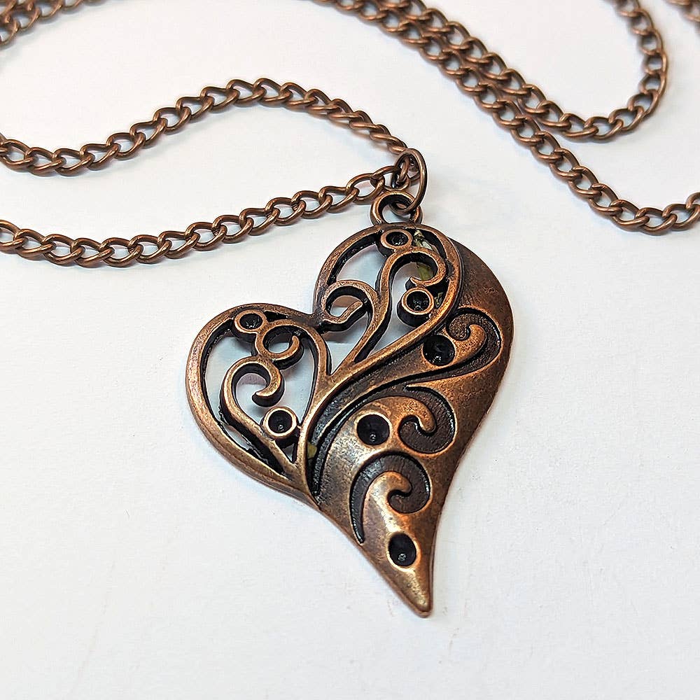 Decorative Hollow Heart Antique Copper Necklace