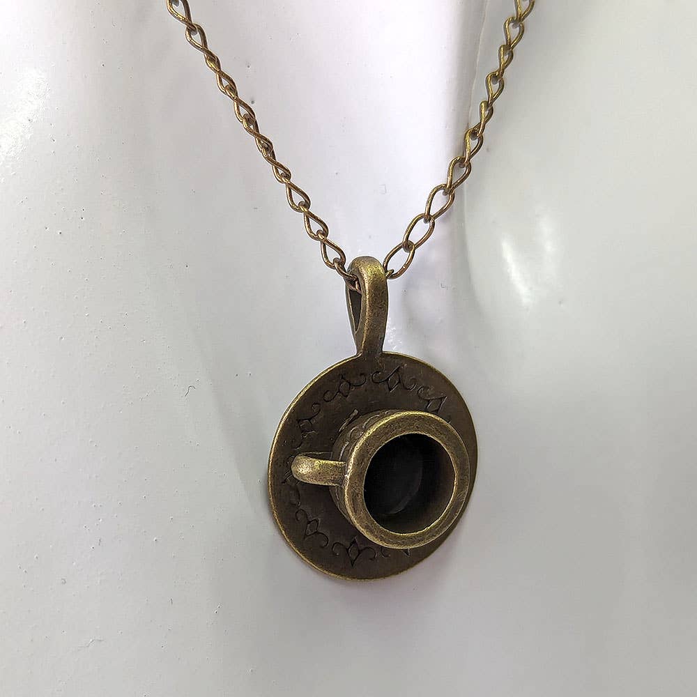 Antique Bronze Cup and Saucer Necklace