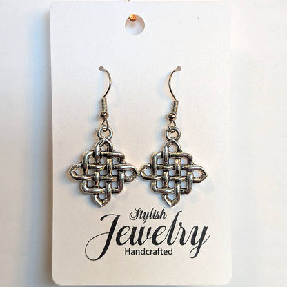 Celtic Knot Diamond Antique Silver Earrings