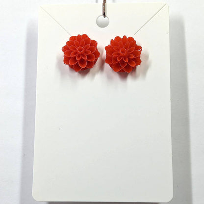 Red Chrysanthemum Flower Stud Earrings
