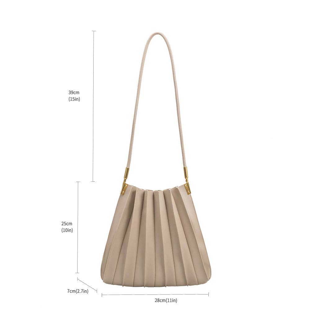 Carrie Sage Pleated Vegan Shoulder Bag