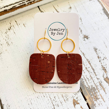 Boho Dangle: Cinnamon Cork w/Gold Accents