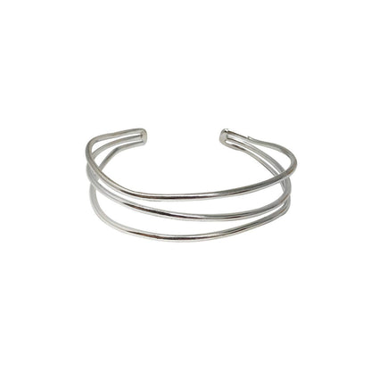 Layered Waves Cuff - Silver