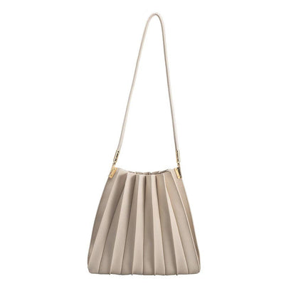 Carrie Bone Pleated Vegan Shoulder Bag