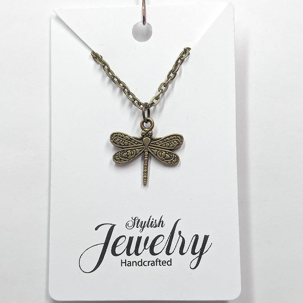 Antique Bronze Small Dragonfly Necklace