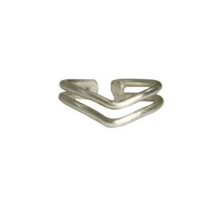 Double V Ring - Silver