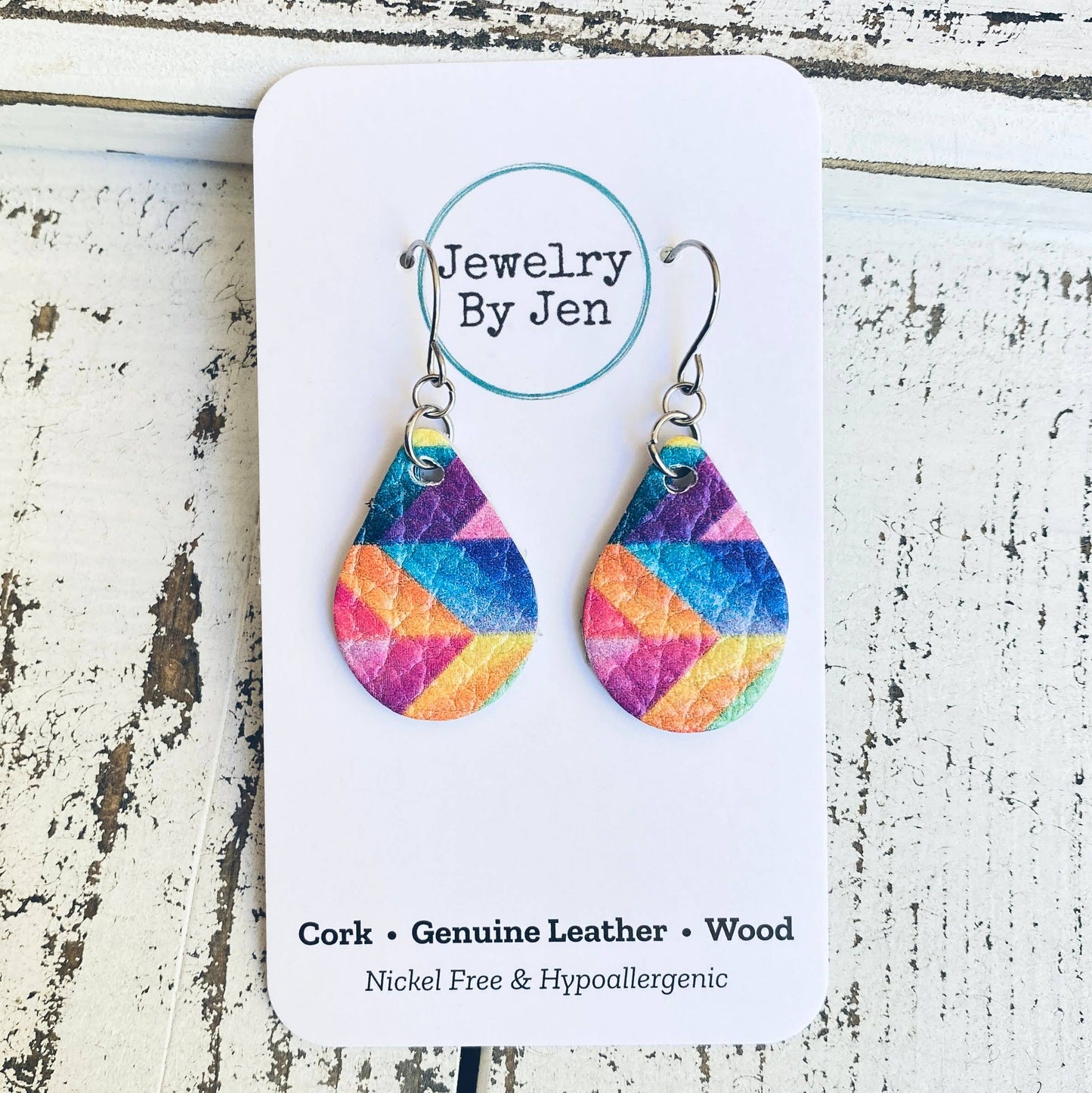 Small Teardrop: Crayon Inspired Rainbow