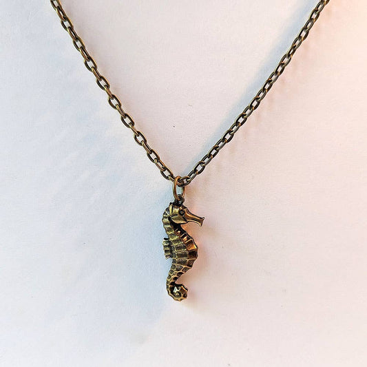 Antique Bronze Seahorse Necklace