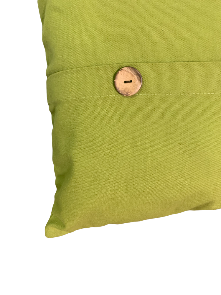 Green Pillow with Buttons, 18"