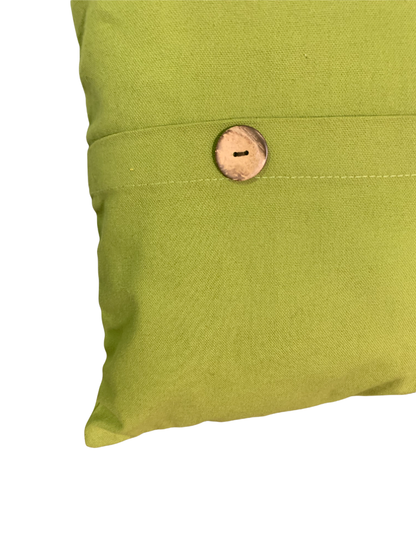 Green Pillow with Buttons, 18"