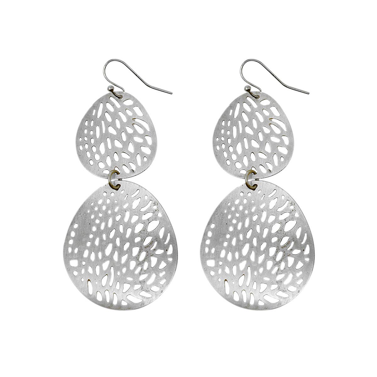 Stenciled Leaf Earrings (Silver)