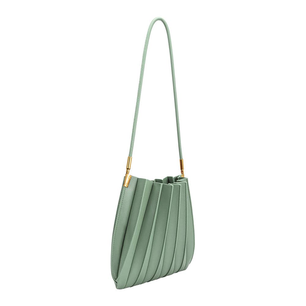 Carrie Sage Pleated Vegan Shoulder Bag