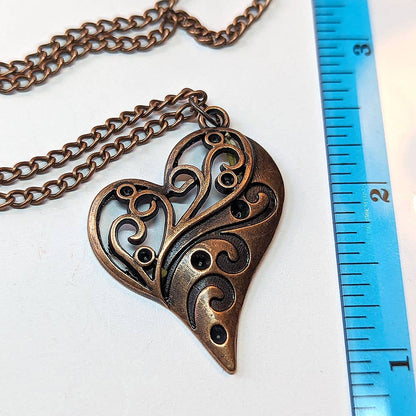 Decorative Hollow Heart Antique Copper Necklace